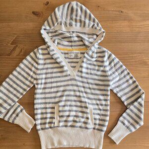 Aeropostale Aero Silver and White Glitter V Neck Sweater with Pocket and Hood XL